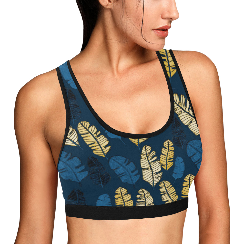 Banana Leaf Pattern Print Design BL09 Sports Bra