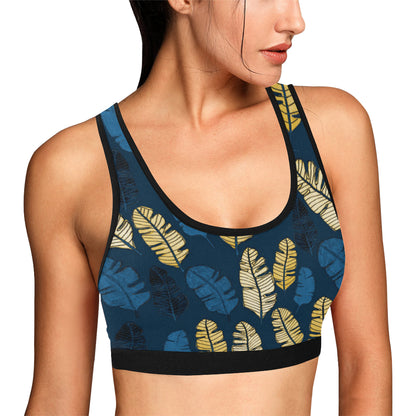 Banana Leaf Pattern Print Design BL09 Sports Bra