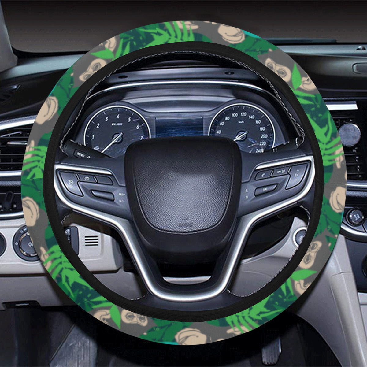 Chimpanzee Pattern Print Design 01 Steering Wheel Cover with Elastic Edge