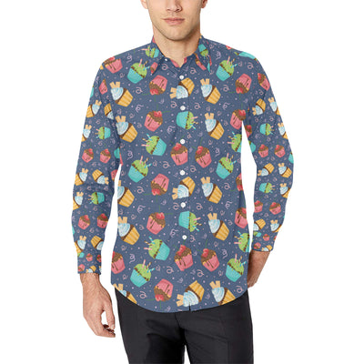 Cupcake Pattern Print Design 02 Men's Long Sleeve Shirt