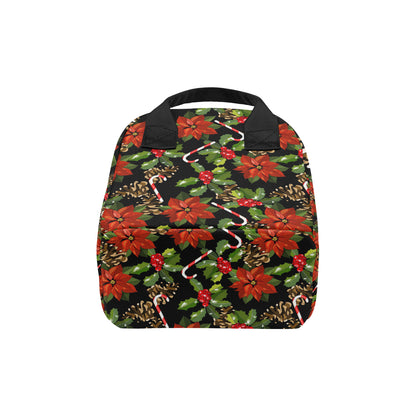Poinsettia Pattern Print Design POT01 Insulated Lunch Bag