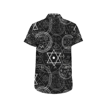 Pentagram Pattern Print Design A01 Men's Short Sleeve Button Up Shirt