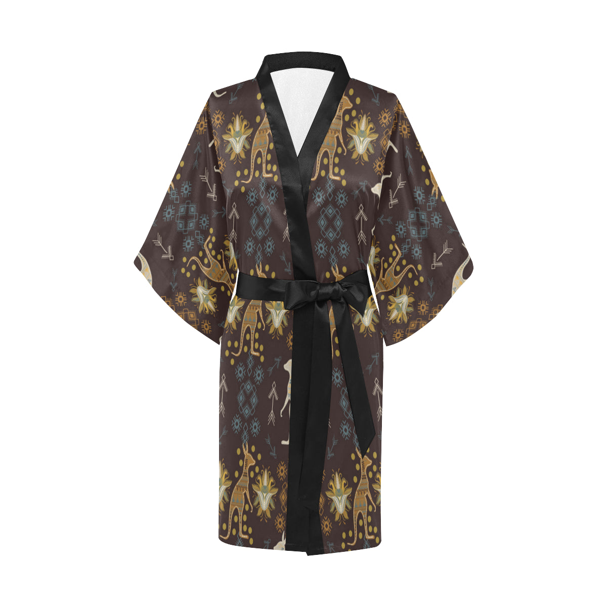 Kangaroos Pattern Print Design 03 Women's Short Kimono