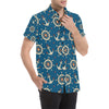 Anchor Pattern Print Design 02 Men's Short Sleeve Button Up Shirt