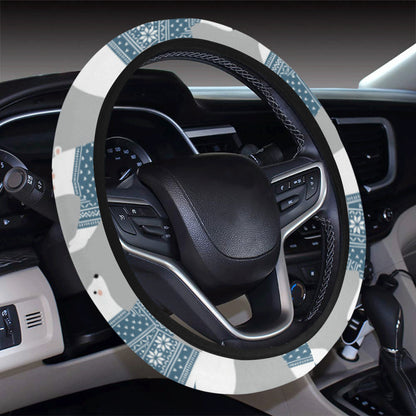 Polar Bear Pattern Print Design A03 Steering Wheel Cover with Elastic Edge