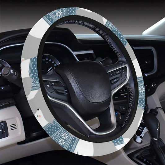 Polar Bear Pattern Print Design A03 Steering Wheel Cover with Elastic Edge