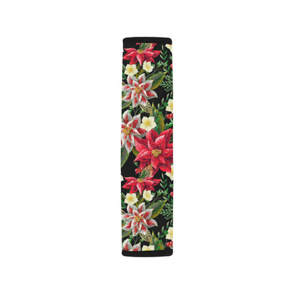Poinsettia Pattern Print Design POT05 Car Seat Belt Cover