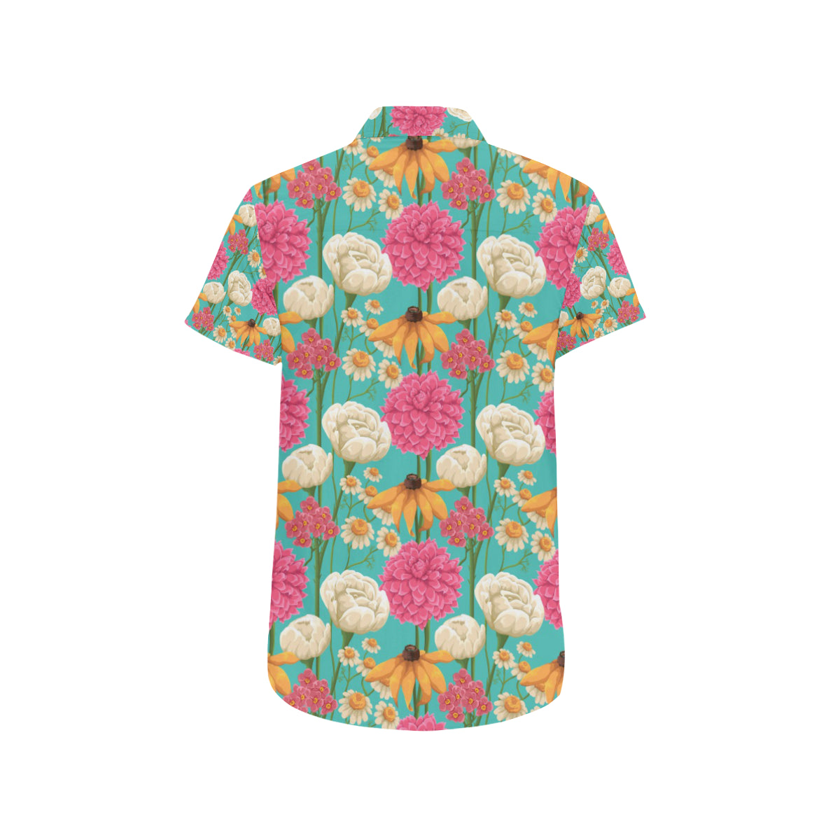 Summer Floral Pattern Print Design SF07 Men's Short Sleeve Button Up Shirt