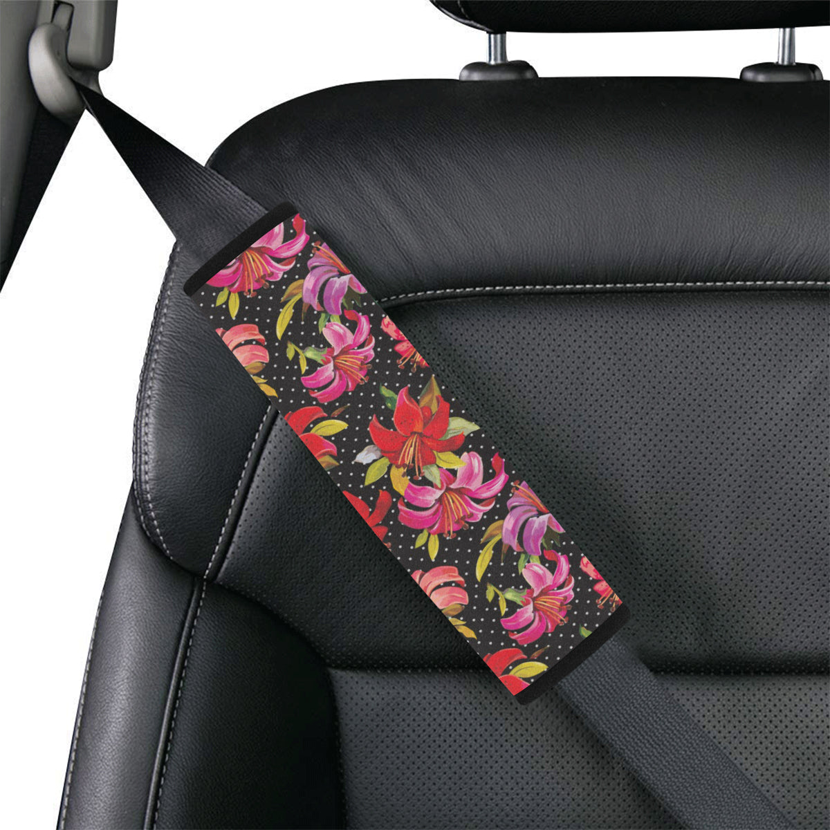 Lily Pattern Print Design LY012 Car Seat Belt Cover