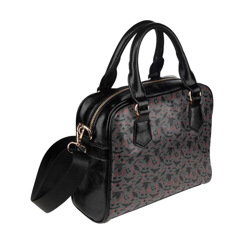 Crow Pattern Print Design 02 Shoulder Handbag