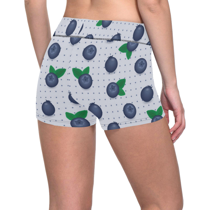 Blueberry Pattern Print Design BB02 Yoga Shorts