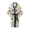 Kingfisher Bird Pattern Print Design 04 Women's Short Kimono