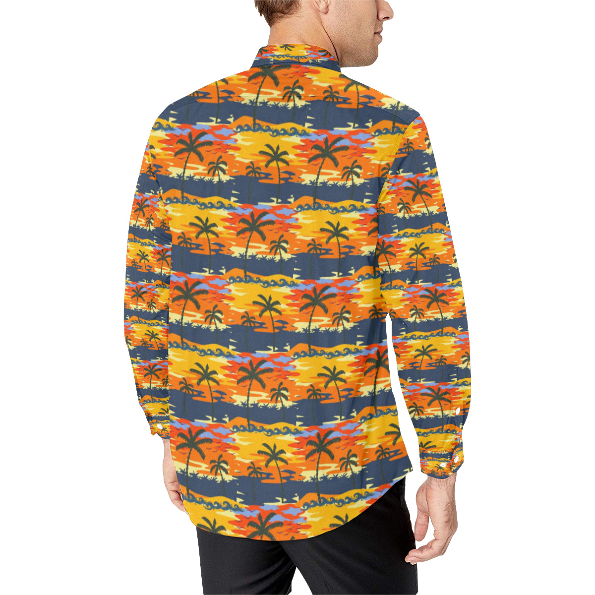 Palm Tree Pattern Print Design PT010 Men's Long Sleeve Shirt