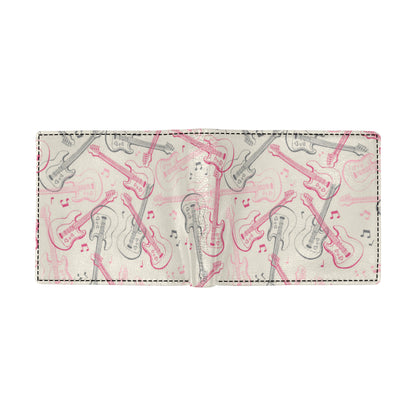 Bass Guitar Pattern Print Design 02 Men's ID Card Wallet