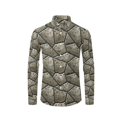 Armor Pattern Print Design 01 Men's Long Sleeve Shirt