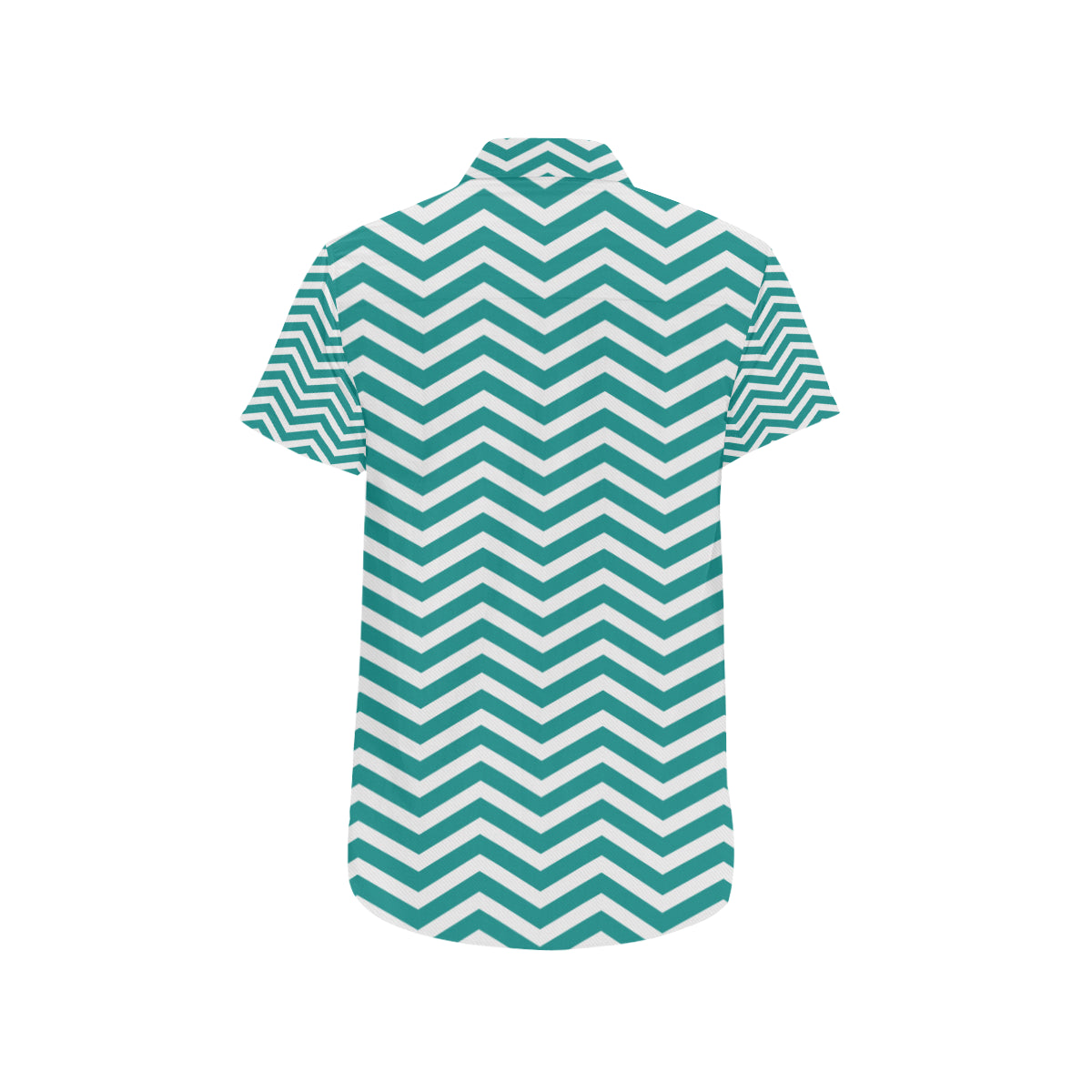 Chevron Teal Pattern Print Design 02 Men's Short Sleeve Button Up Shirt