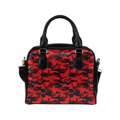 Camo Red Pattern Print Design 03 Shoulder Handbag