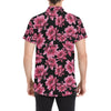 Lotus Pattern Print Design 03 Men's Short Sleeve Button Up Shirt