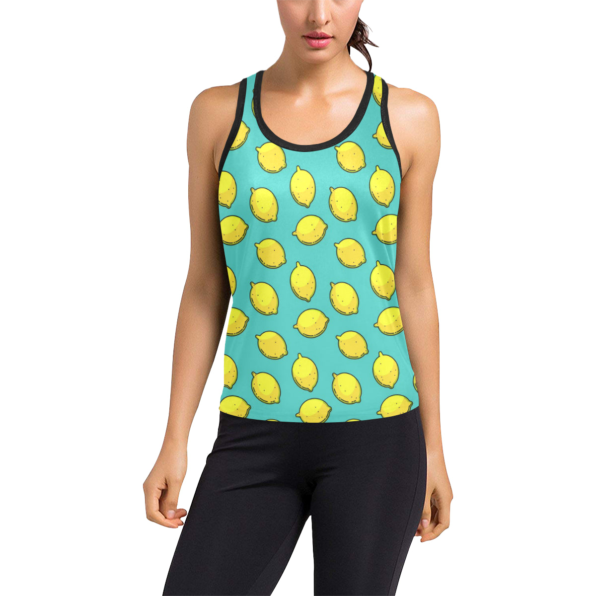 Lemon Pattern Print Design LM04 Women's Racerback Tank Top