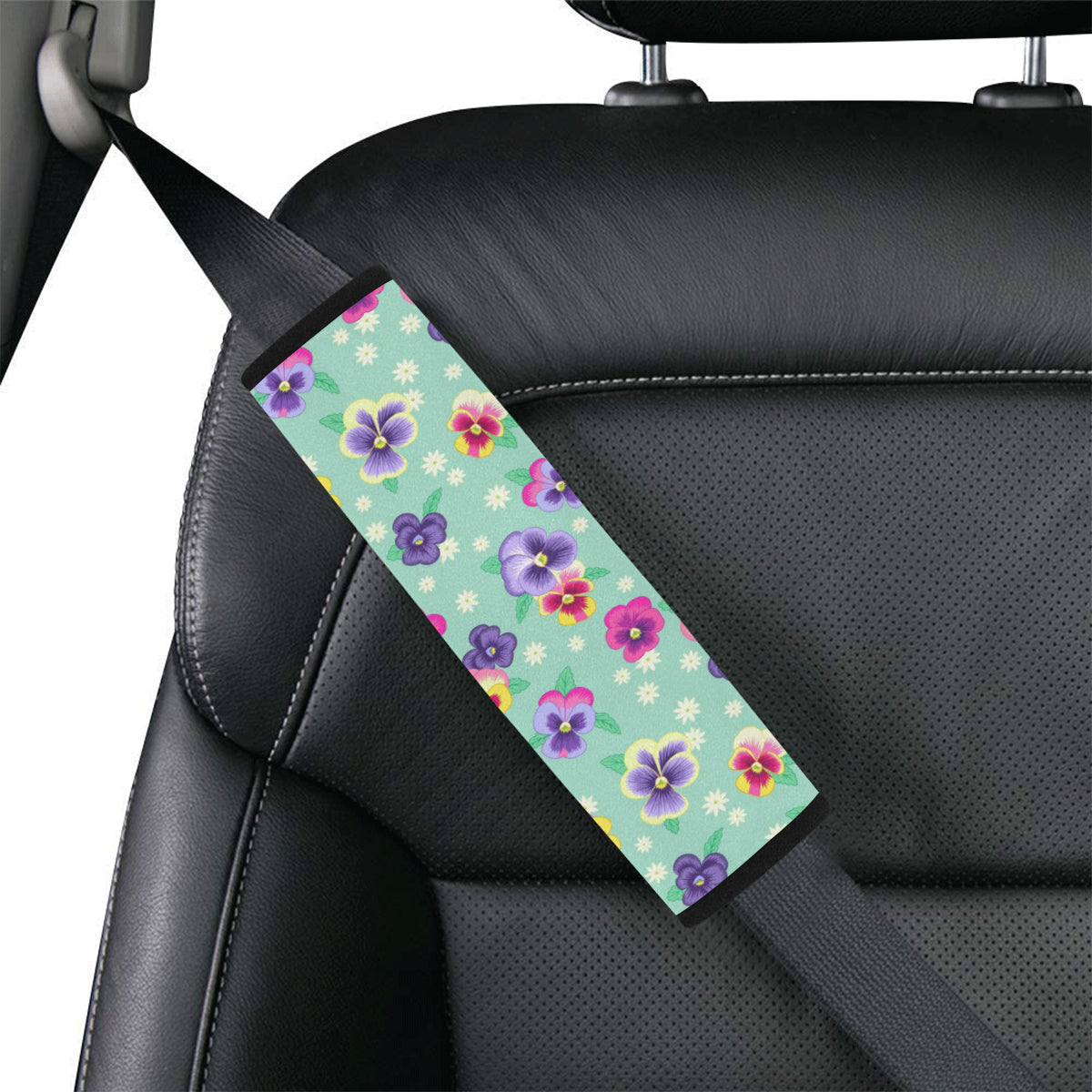 Pansy Pattern Print Design PS08 Car Seat Belt Cover