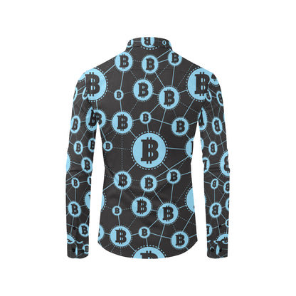 Cryptocurrency Pattern Print Design 02 Men's Long Sleeve Shirt