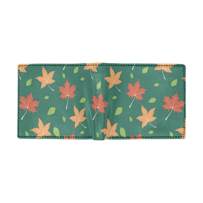 Maple Leaf Pattern Print Design 04 Men's ID Card Wallet