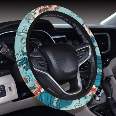 KOI Fish Pattern Print Design 05 Steering Wheel Cover with Elastic Edge