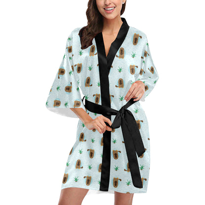 Platypus Pattern Print Design A04 Women's Short Kimono