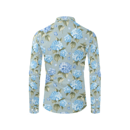 Hydrangea Pattern Print Design 01 Men's Long Sleeve Shirt
