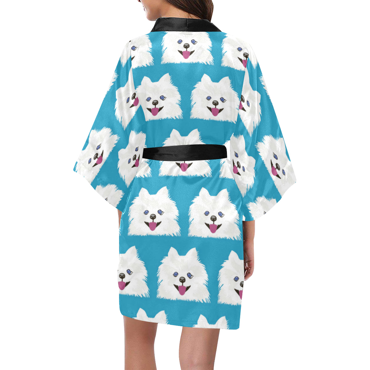 Pomeranians Pattern Print Design A05 Women's Short Kimono