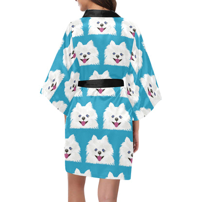 Pomeranians Pattern Print Design A05 Women's Short Kimono