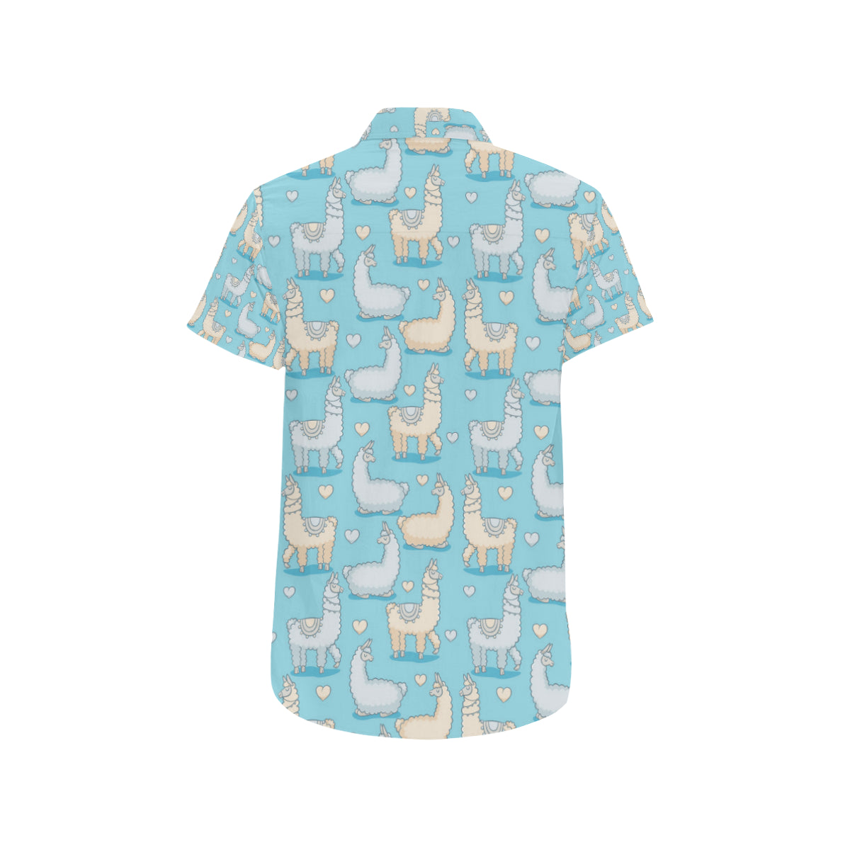 Alpaca Pattern Print Design 06 Men's Short Sleeve Button Up Shirt