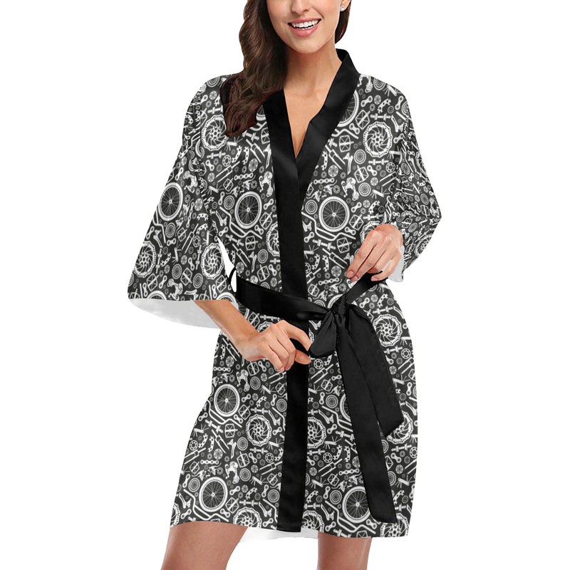 Bicycle Tools Pattern Print Design 02 Women's Short Kimono