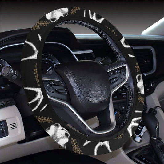 Moose Pattern Print Design 02 Steering Wheel Cover with Elastic Edge