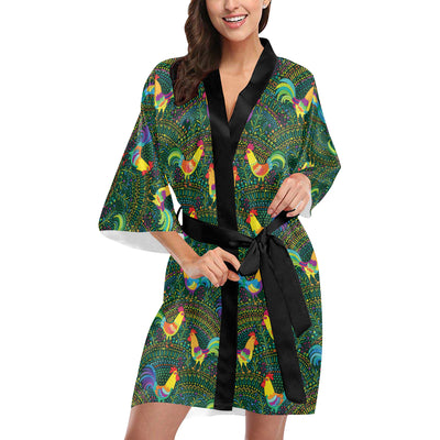 Rooster Pattern Print Design A01 Women's Short Kimono