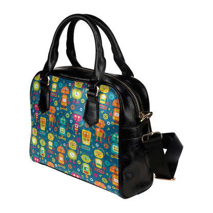 Robot Pattern Print Design A04 Shoulder Handbag