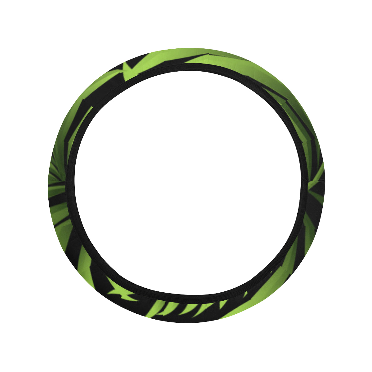 Green Neon Tropical Palm Leaves Steering Wheel Cover with Elastic Edge