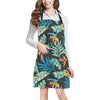 Tropical Palm Leaves Hawaiian Flower Apron with Pocket