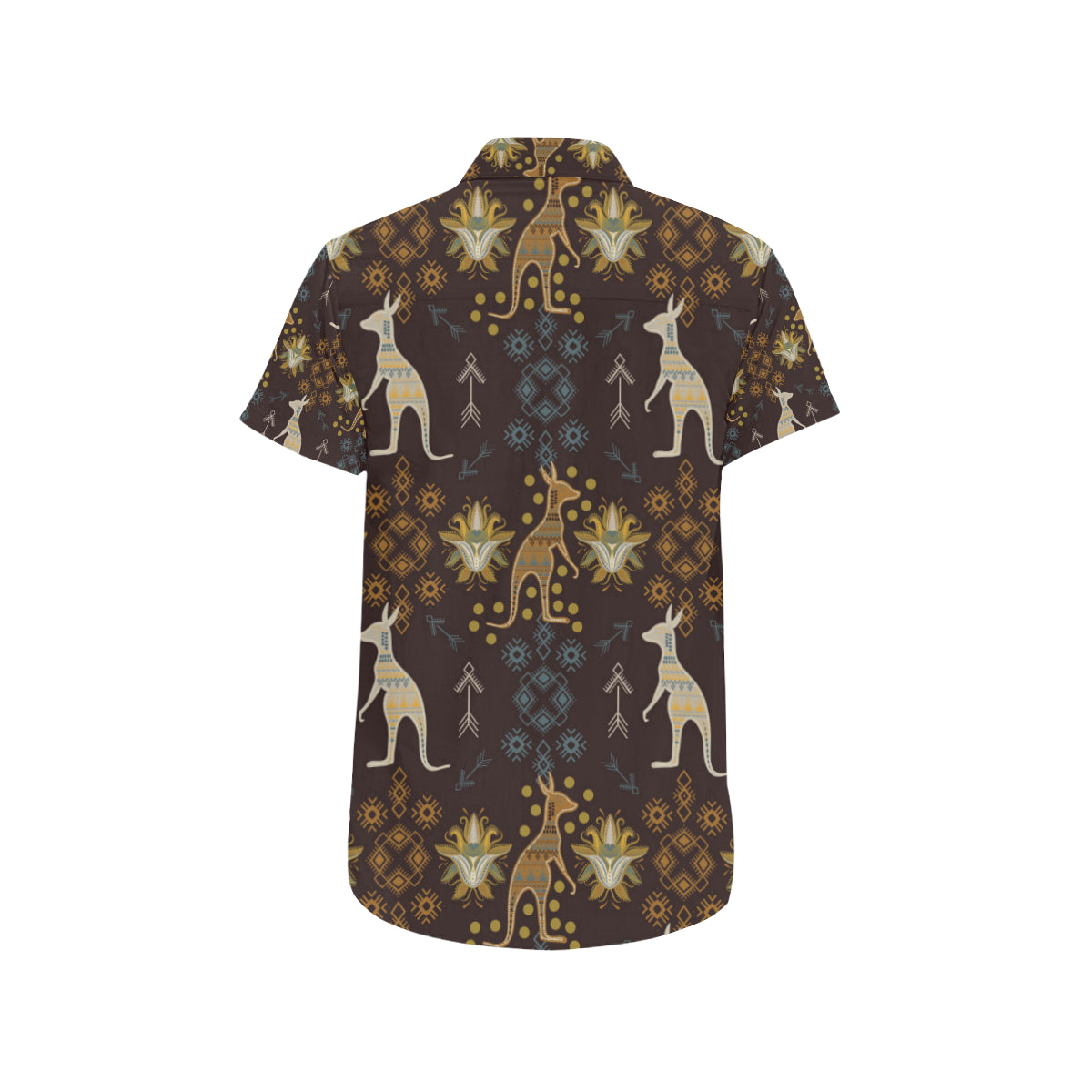 Kangaroos Pattern Print Design 03 Men's Short Sleeve Button Up Shirt