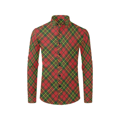 Plaid Holiday Pattern Print Design A01 Men's Long Sleeve Shirt