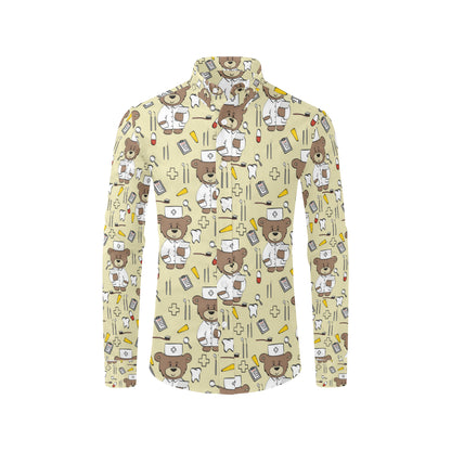 Nurse Bear Pattern Print Design A02 Men's Long Sleeve Shirt