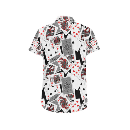 Poker Cards Pattern Print Design A04 Men's Short Sleeve Button Up Shirt