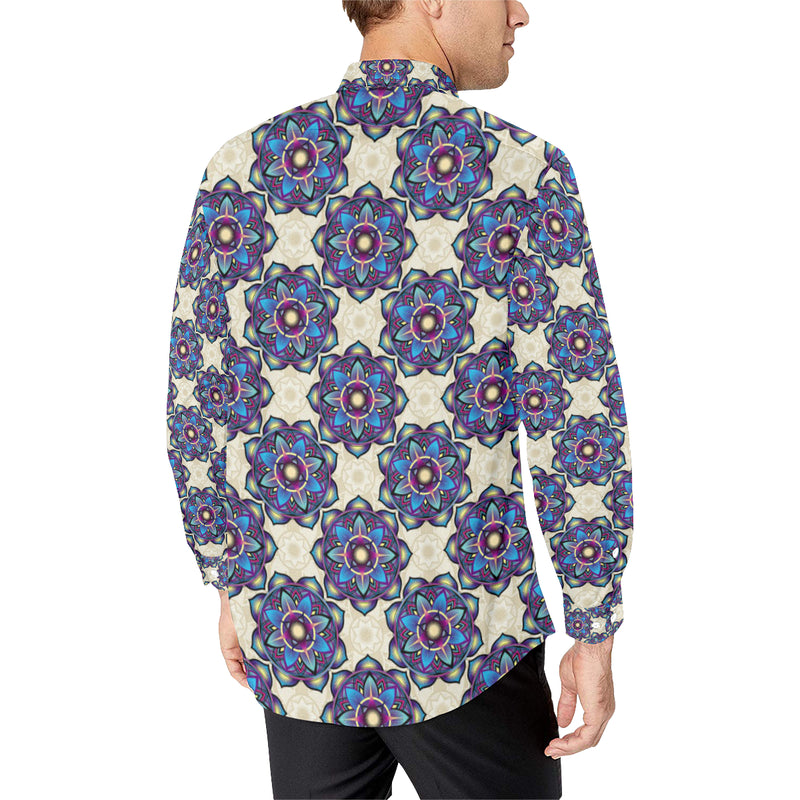 lotus Boho Pattern Print Design LO08 Men's Long Sleeve Shirt