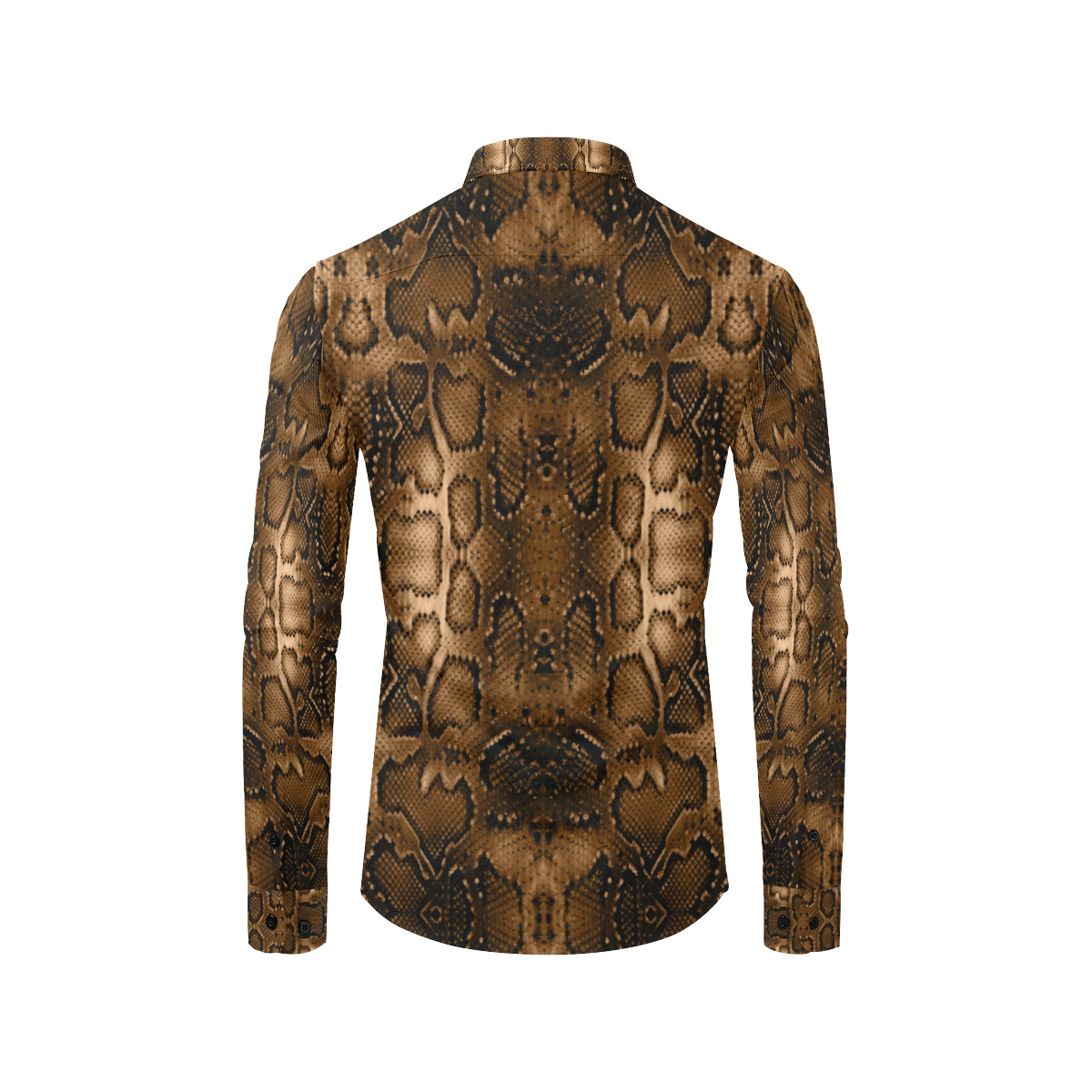 Snake Skin Brown Print Men's Long Sleeve Shirt