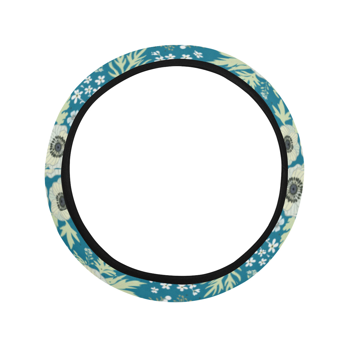 Anemone Pattern Print Design 01 Steering Wheel Cover with Elastic Edge