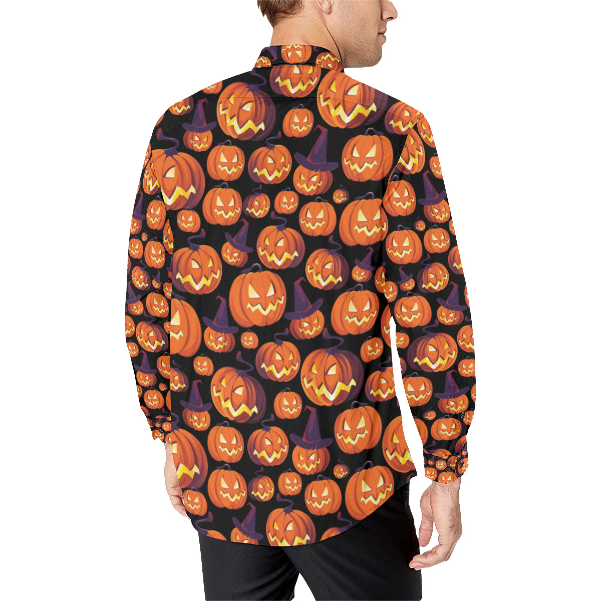 Halloween Pattern Print Design 04 Men's Long Sleeve Shirt