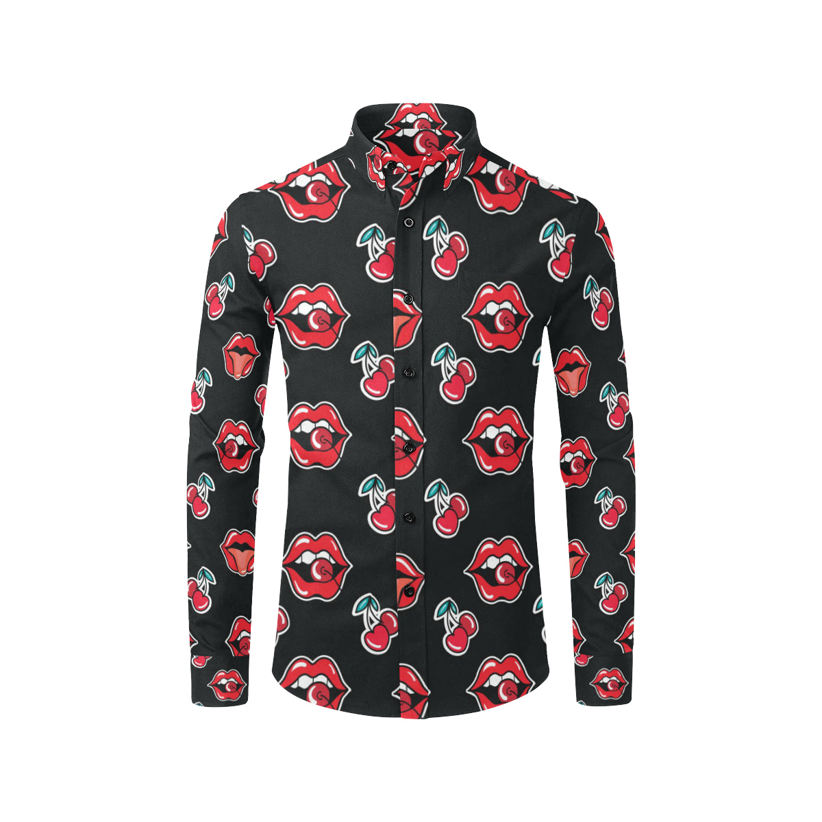 Cherry Pattern Print Design CH04 Men's Long Sleeve Shirt
