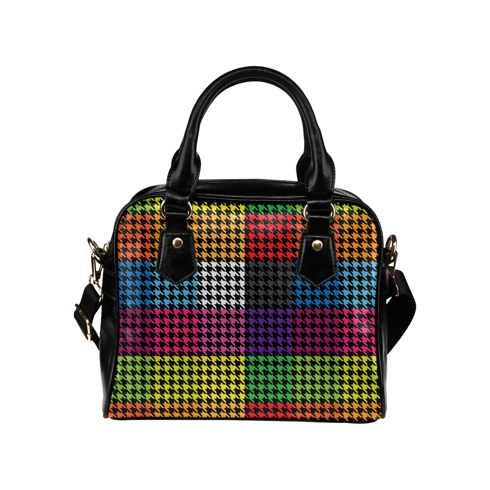Houndstooth Colorful Pattern Print Design 01 Shoulder Handbag