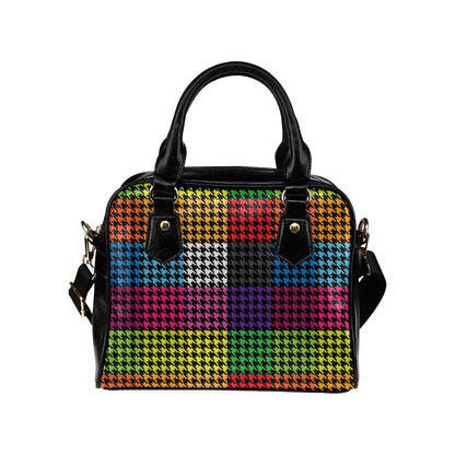 Houndstooth Colorful Pattern Print Design 01 Shoulder Handbag