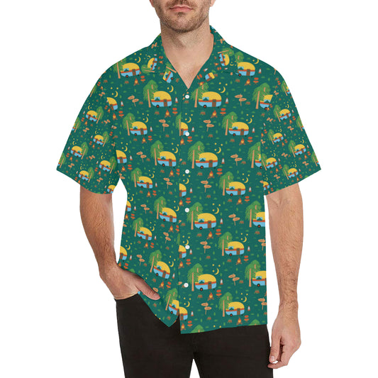 Camping Camper Pattern Print Design 06 Men's Hawaiian Shirt